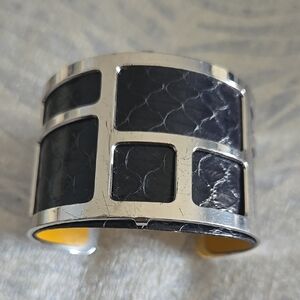 Black and Silver Geometric Cuff Bracelet